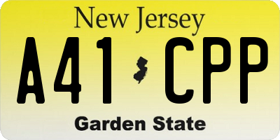 NJ license plate A41CPP
