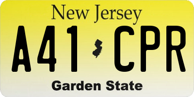 NJ license plate A41CPR