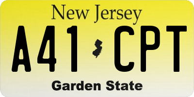 NJ license plate A41CPT