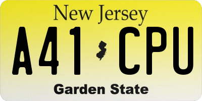 NJ license plate A41CPU
