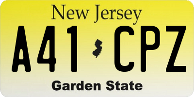 NJ license plate A41CPZ