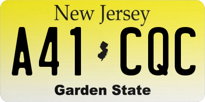 NJ license plate A41CQC