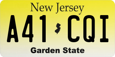 NJ license plate A41CQI