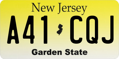 NJ license plate A41CQJ