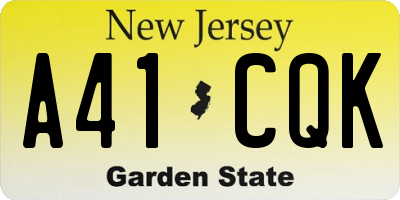 NJ license plate A41CQK