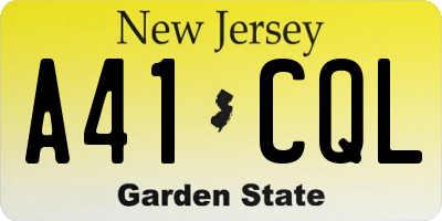 NJ license plate A41CQL
