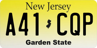NJ license plate A41CQP