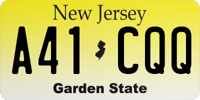 NJ license plate A41CQQ