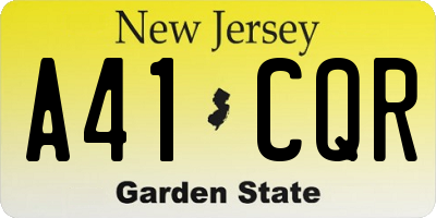 NJ license plate A41CQR