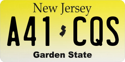 NJ license plate A41CQS