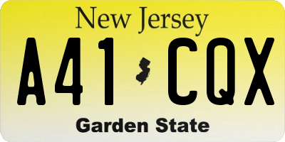 NJ license plate A41CQX
