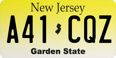 NJ license plate A41CQZ