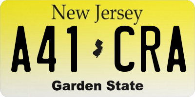 NJ license plate A41CRA