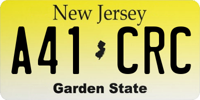 NJ license plate A41CRC