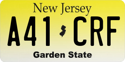 NJ license plate A41CRF