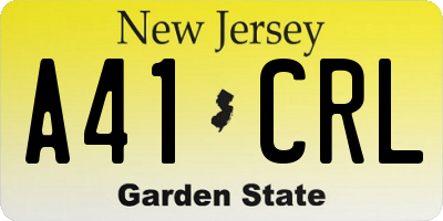 NJ license plate A41CRL
