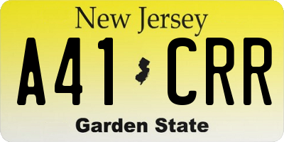 NJ license plate A41CRR