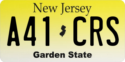 NJ license plate A41CRS