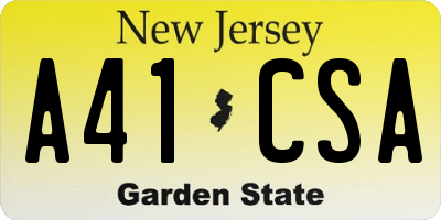 NJ license plate A41CSA