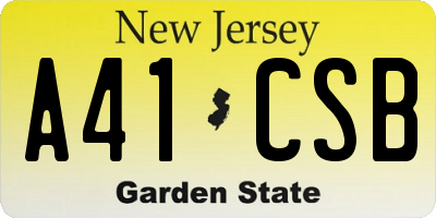 NJ license plate A41CSB