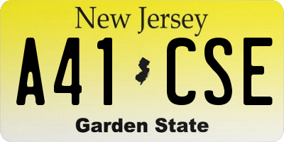 NJ license plate A41CSE