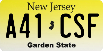 NJ license plate A41CSF