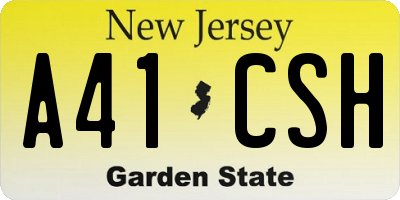 NJ license plate A41CSH