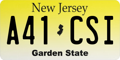 NJ license plate A41CSI