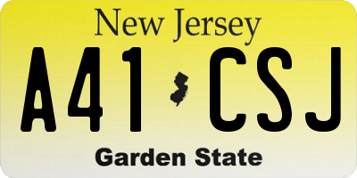 NJ license plate A41CSJ