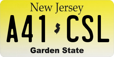 NJ license plate A41CSL