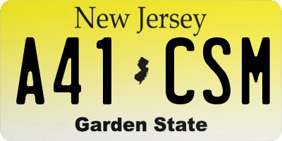 NJ license plate A41CSM