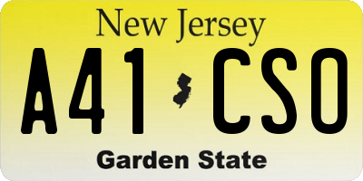 NJ license plate A41CSO