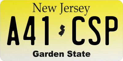 NJ license plate A41CSP