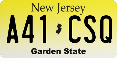 NJ license plate A41CSQ