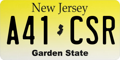 NJ license plate A41CSR