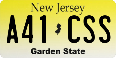 NJ license plate A41CSS