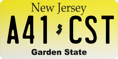 NJ license plate A41CST
