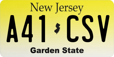 NJ license plate A41CSV