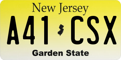 NJ license plate A41CSX