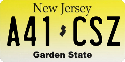 NJ license plate A41CSZ