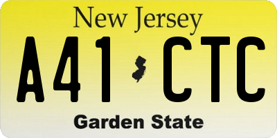 NJ license plate A41CTC