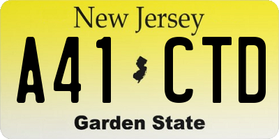 NJ license plate A41CTD