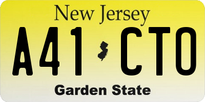 NJ license plate A41CTO