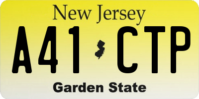 NJ license plate A41CTP