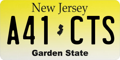 NJ license plate A41CTS