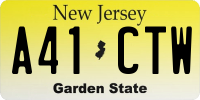 NJ license plate A41CTW