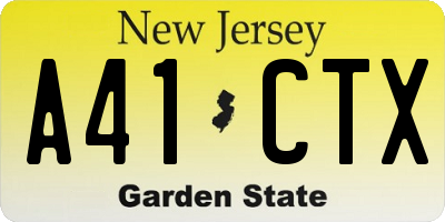 NJ license plate A41CTX