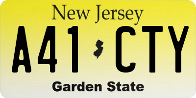 NJ license plate A41CTY