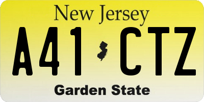 NJ license plate A41CTZ