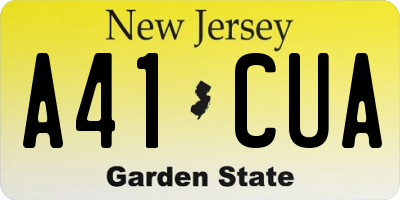 NJ license plate A41CUA